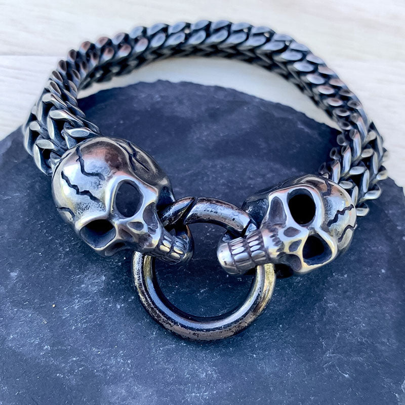 Vintage Double Skull Heads Bracelet