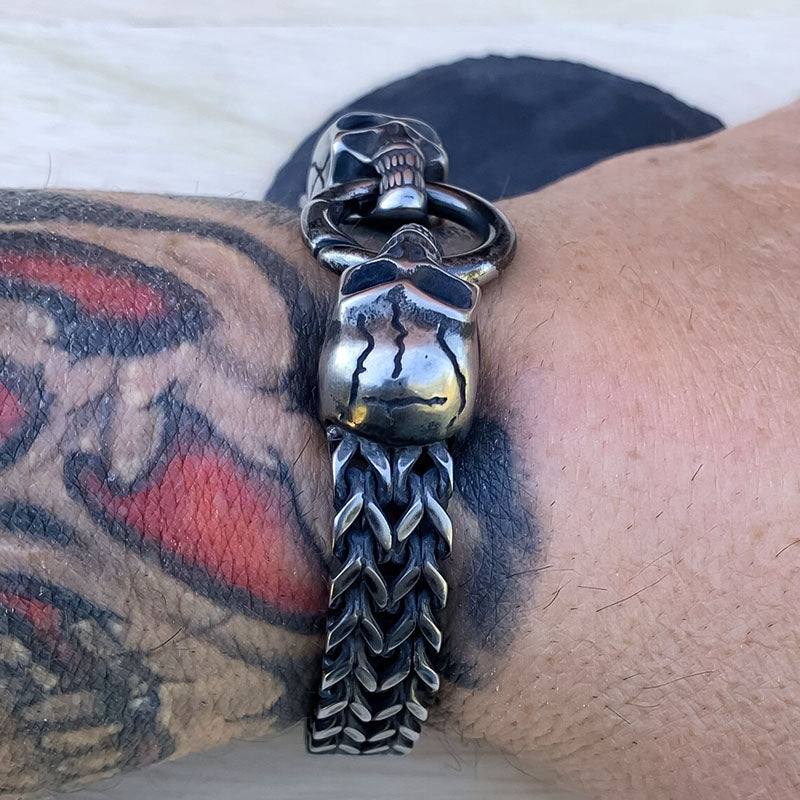 Vintage Double Skull Heads Bracelet