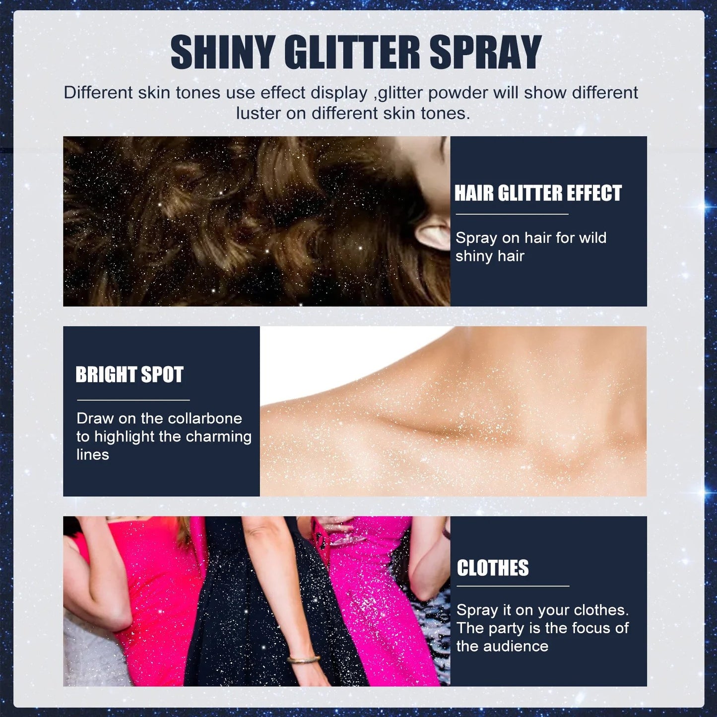 🔥Hot Sale💖Waterproof Glitter Spray Stage Party Hair and Clothes