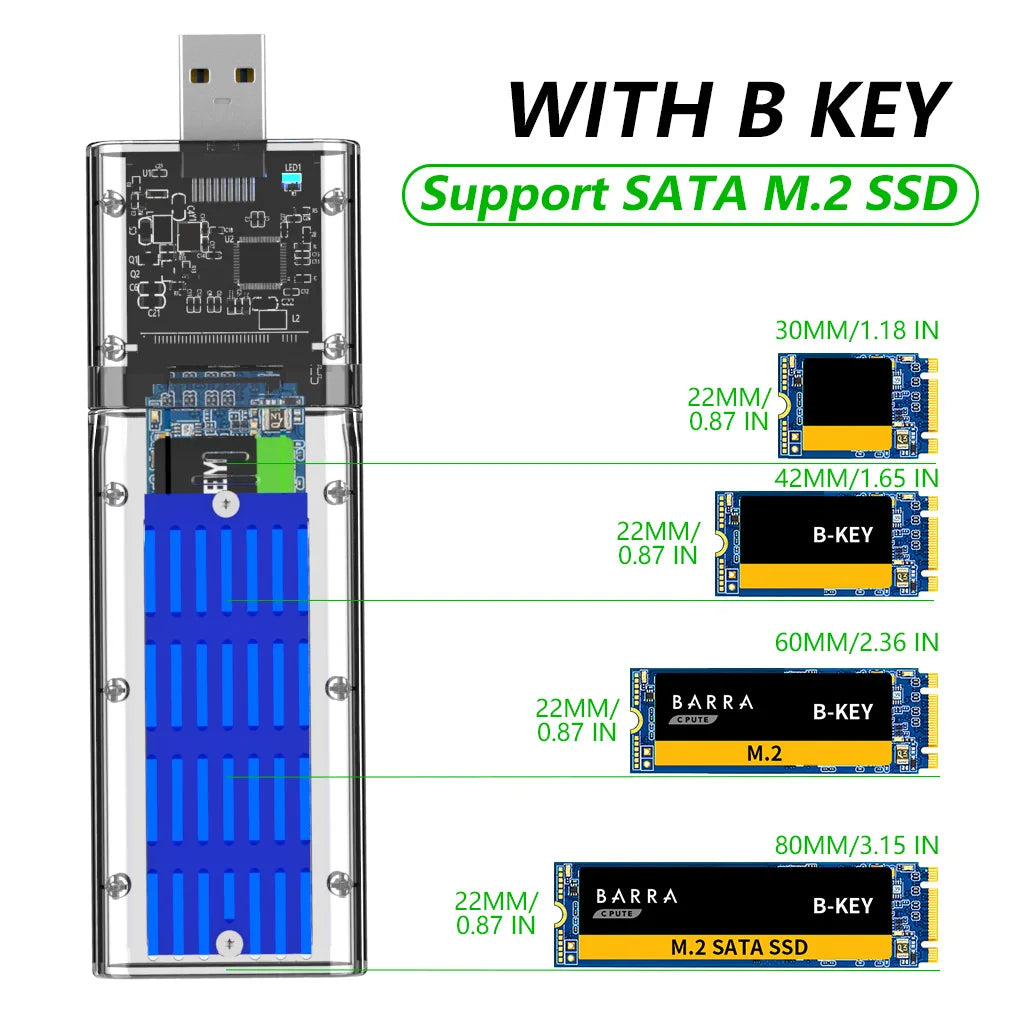 Solid State Drive Box M.2 Hard Drive Box SSD Transparent NVMe Mobile Hard Drive Box M2 Shell