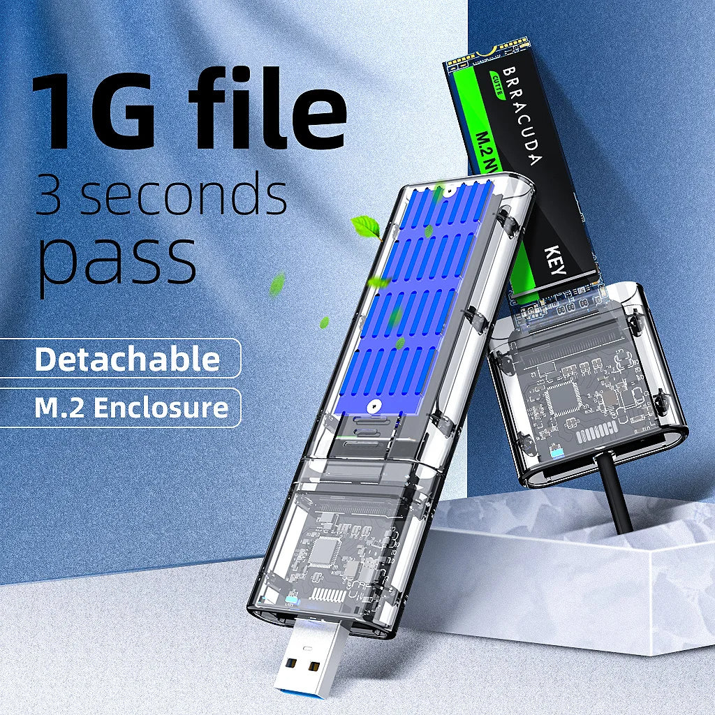 Solid State Drive Box M.2 Hard Drive Box SSD Transparent NVMe Mobile Hard Drive Box M2 Shell