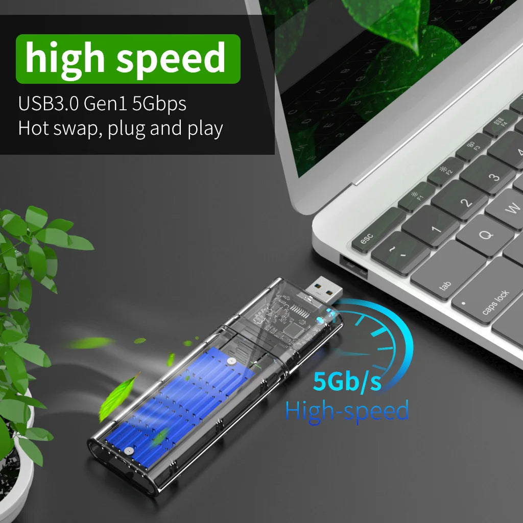 Solid State Drive Box M.2 Hard Drive Box SSD Transparent NVMe Mobile Hard Drive Box M2 Shell