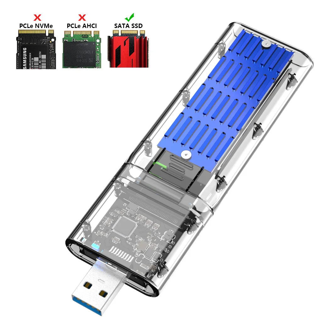 Solid State Drive Box M.2 Hard Drive Box SSD Transparent NVMe Mobile Hard Drive Box M2 Shell